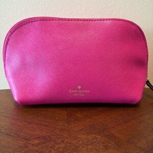 Kate Spade Cosmetic case  makeup bag  Saffiano  hot pink  pin mount ♠️/ BFF gold